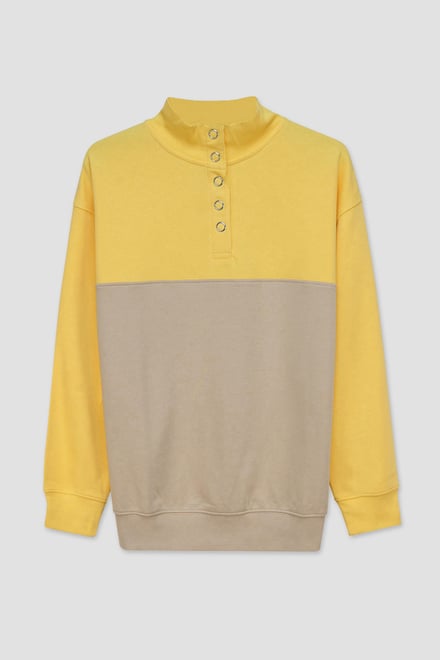 Colour Block LS High Neck Sweatshirt