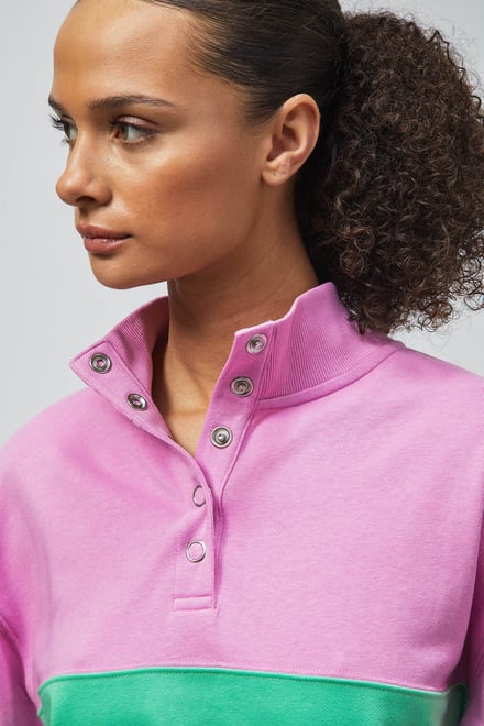 Colour Block LS High Neck Sweatshirt