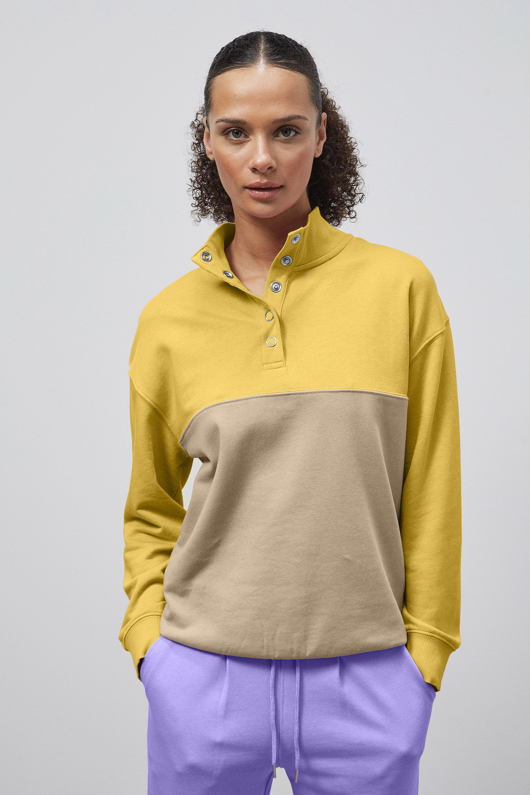 Colour Block LS High Neck Sweatshirt