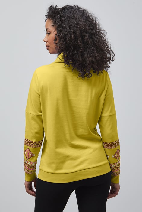 Yellow Geo Printed High Collar Sweatshirt