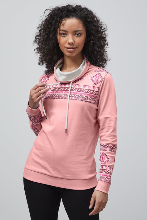 Pink Geo Printed High Collar Sweatshirt