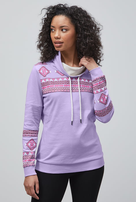 Pink Geo Printed High Collar Sweatshirt