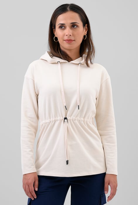 Womens Brown Hooded Tie Waist Sweatshirt