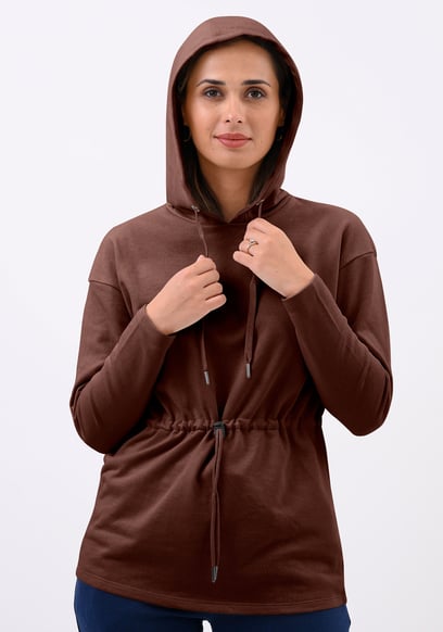 Womens Hooded Tie Waist Sweatshirt