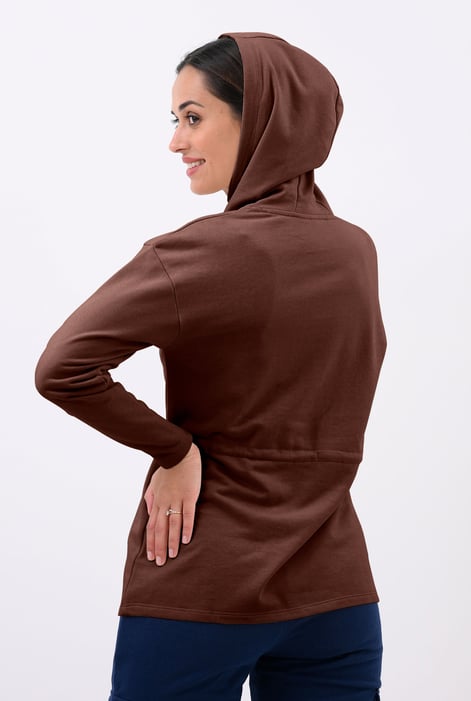 Womens Brown Hooded Tie Waist Sweatshirt