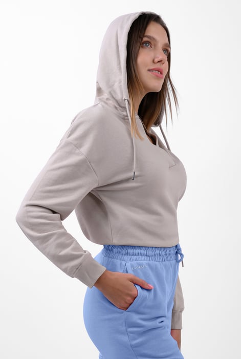 Womens Silver V-Neck Drop Shoulder Hoodie