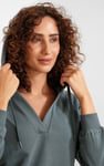 Womens V-Neck Drop Shoulder Hoodie