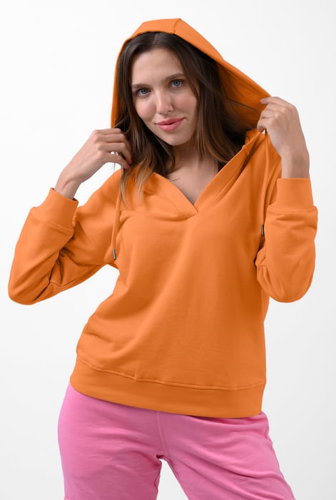 Womens Silver V-Neck Drop Shoulder Hoodie