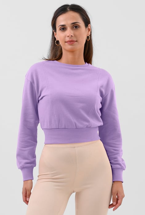 Womens Purple Crop Top Sweatshirt