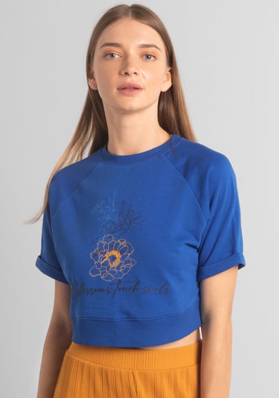 Womens Blossom Print Cropped Sweatshirt