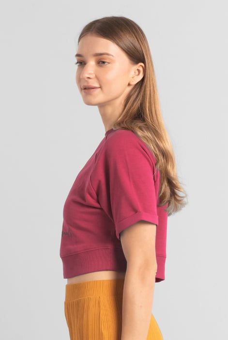 Womens Red Blossom Print Cropped Sweatshirt