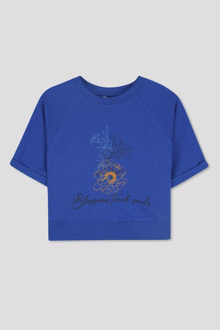 Womens Blossom Print Cropped Sweatshirt