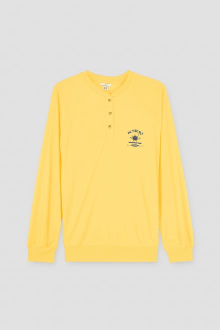 Henley Button Up Long Sleeve Sweatshirt