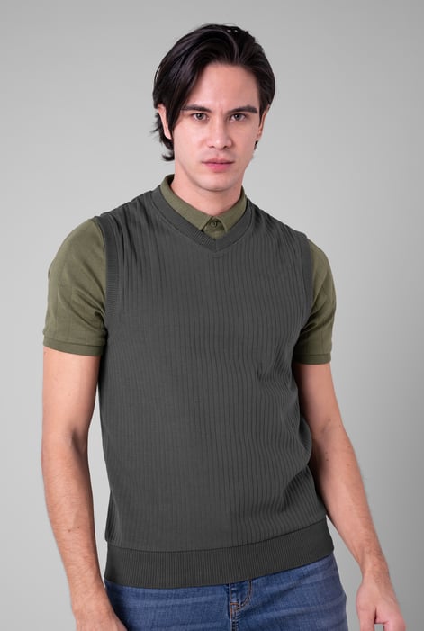 Mens Pink Rib Vest