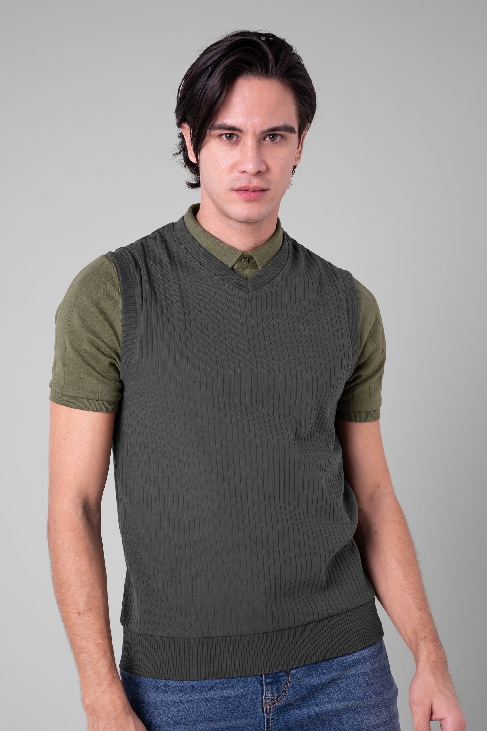 Enorsia Men's Black Rib Vest - Uk Xxl