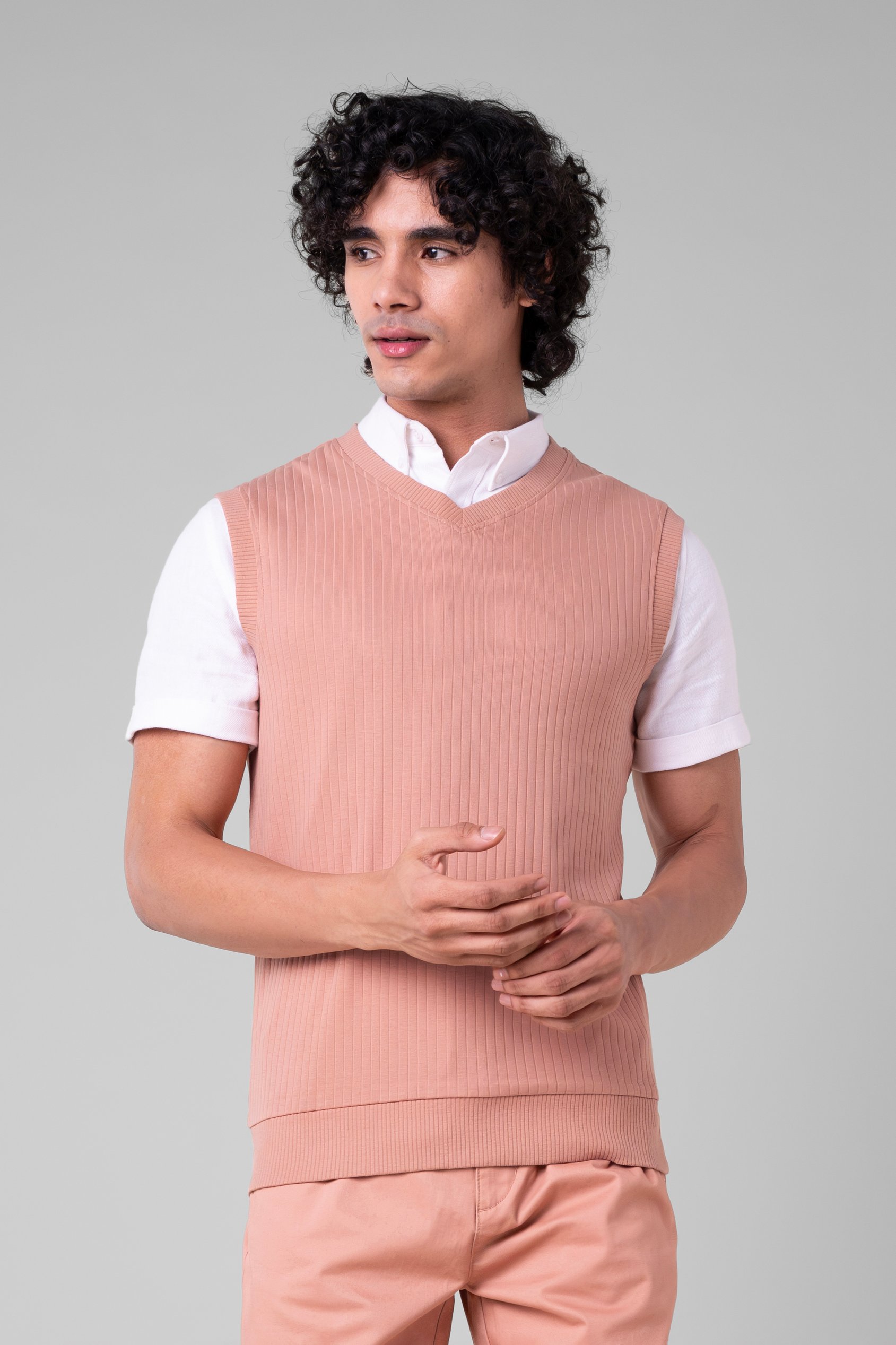 Enorsia Men's Pink Rib Vest - Uk Xxl