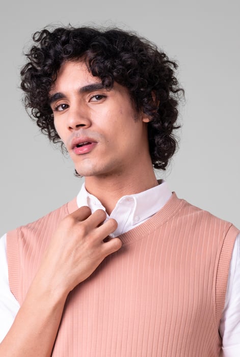 Mens Pink Rib Vest