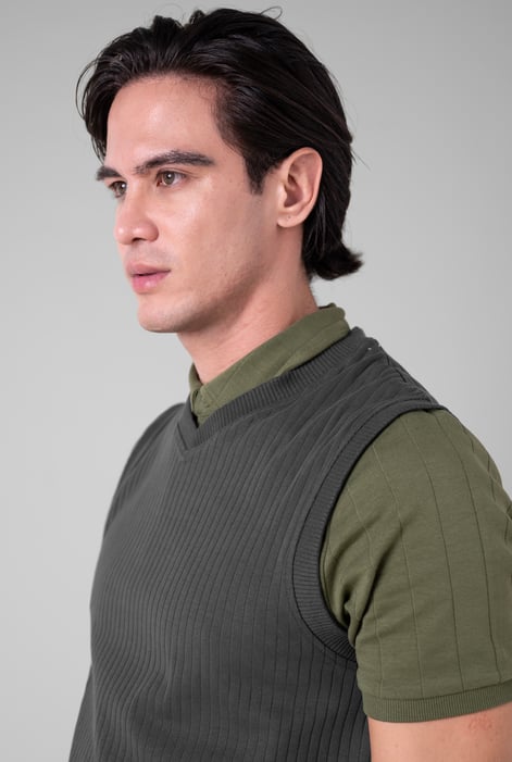 Mens Black Rib Vest