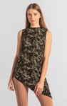 Asymmetric Hem Sleeveless Printed Top