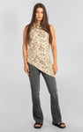 Asymmetric Hem Sleeveless Printed Top