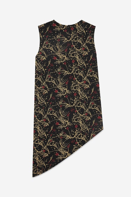Asymmetric Hem Sleeveless Printed Top