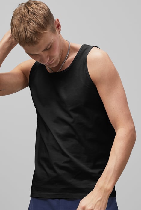 Mens Black Essential Cotton Vest