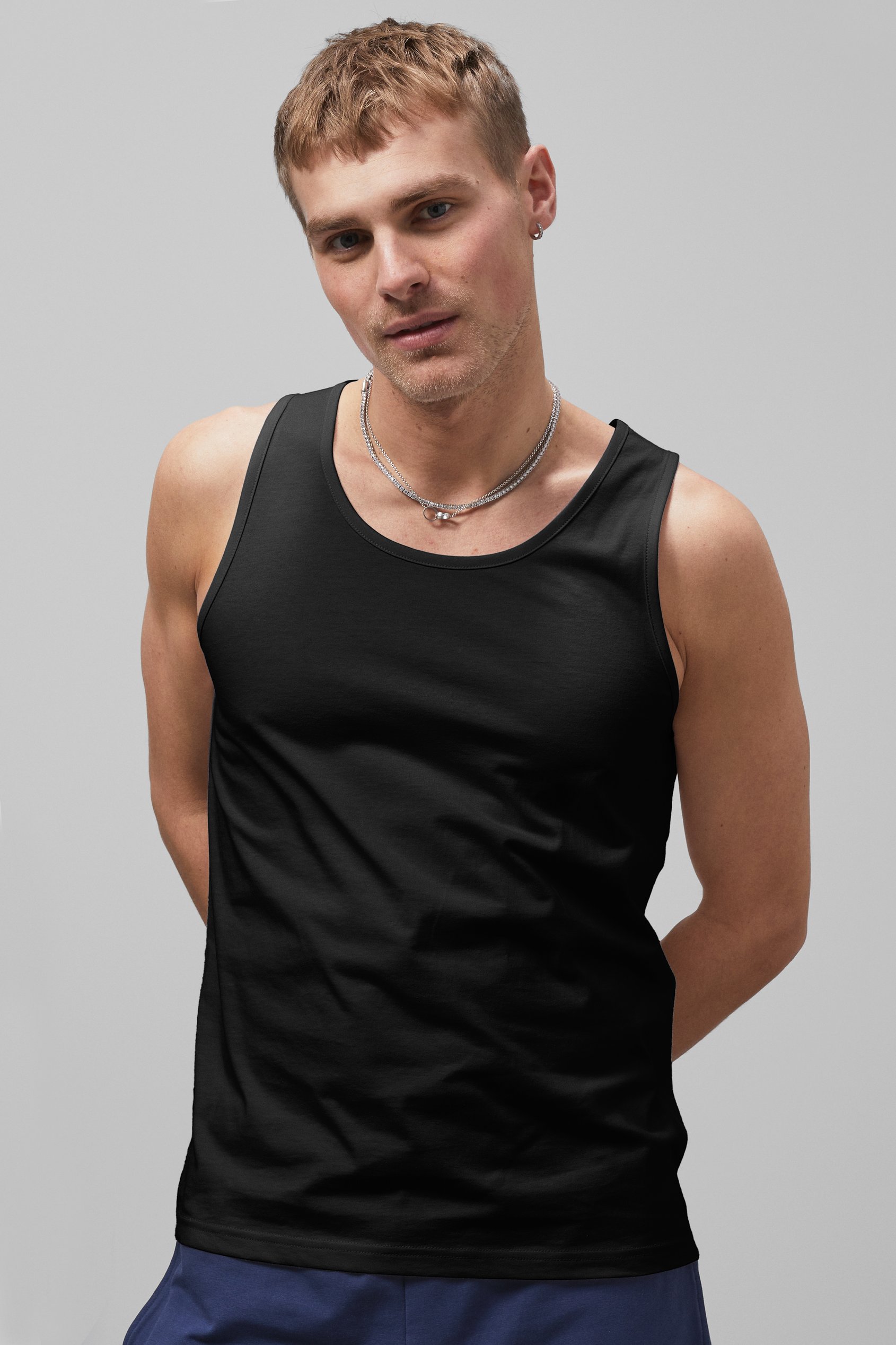 Enorsia Men's Black Essential Cotton Vest - Uk S