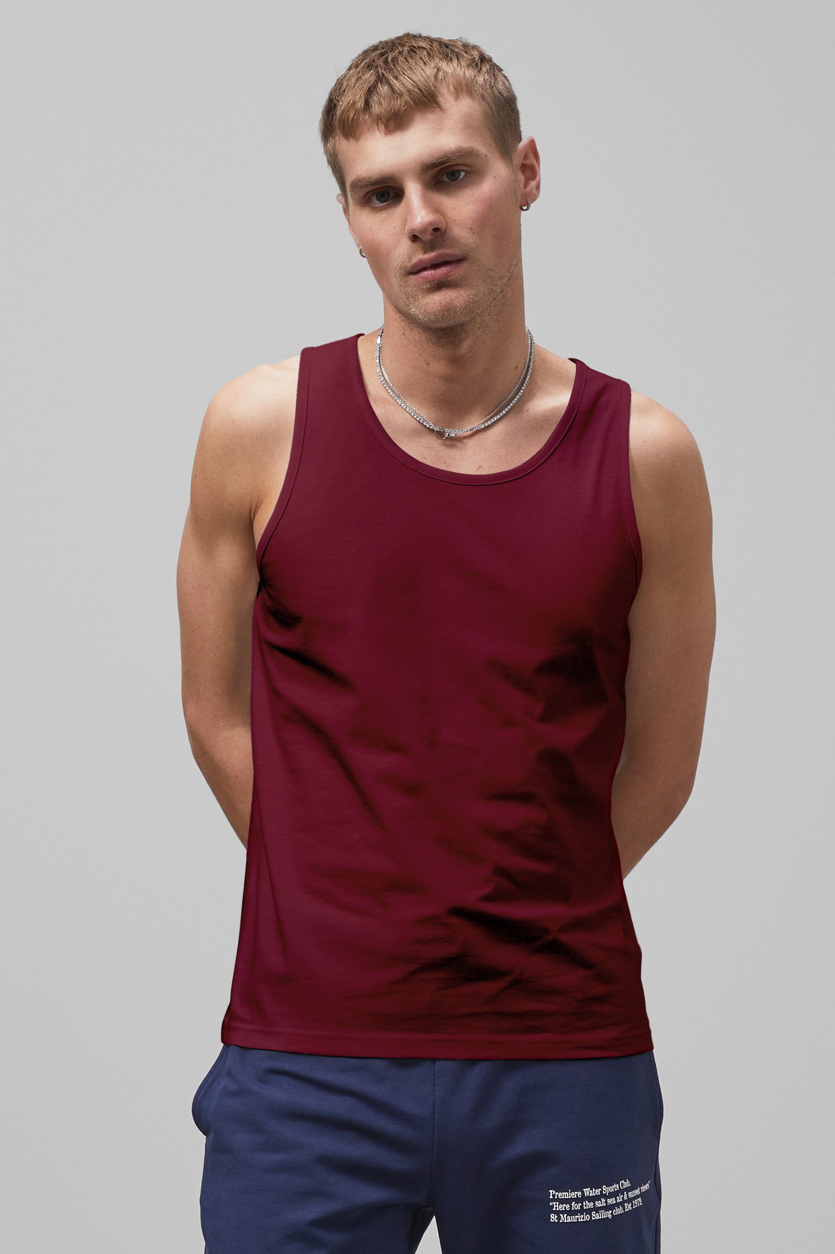 Enorsia Men's Red Essential Cotton Vest - Uk L