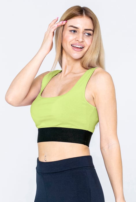 Green Y Back Body Fitted Cropped Vest