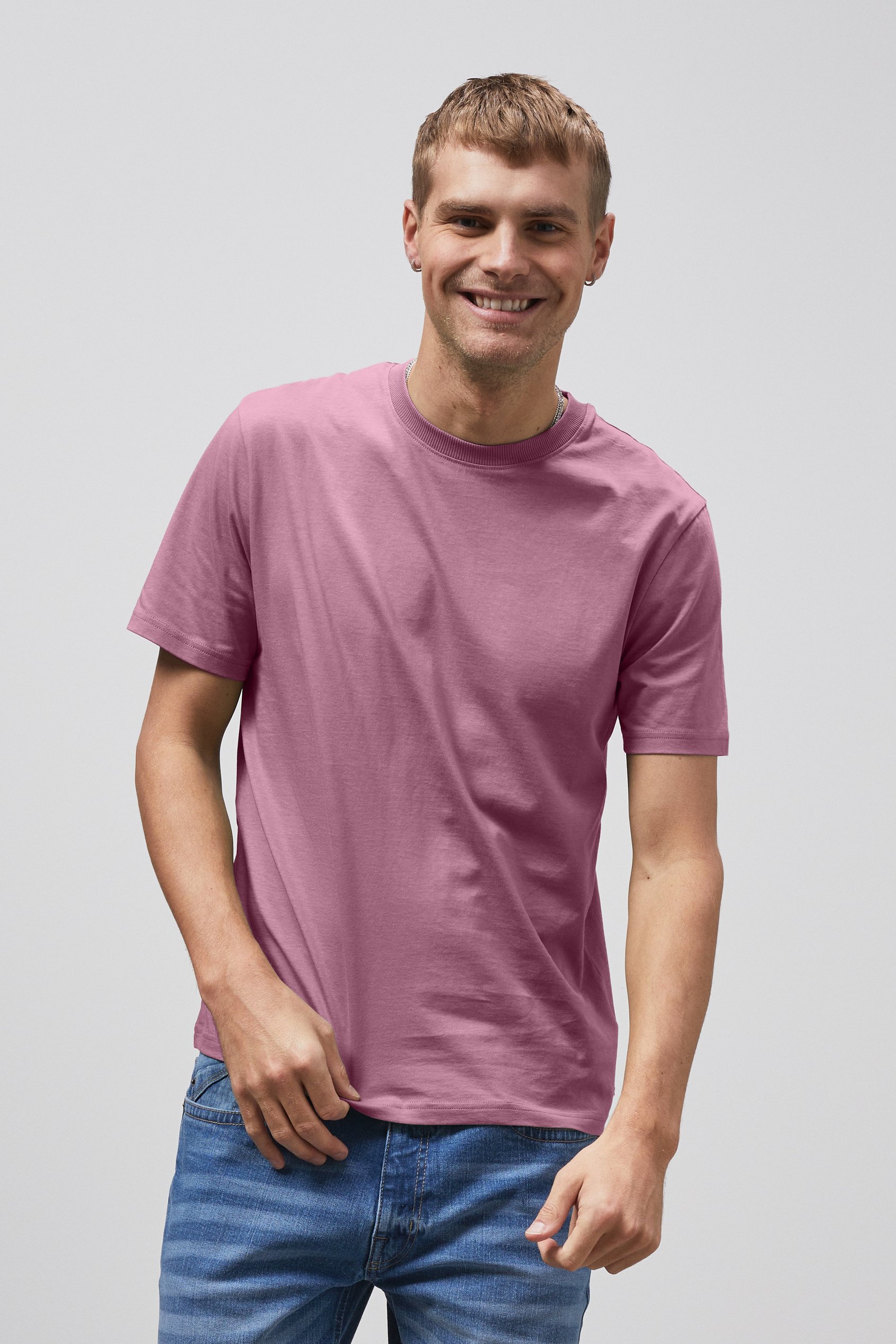 Enorsia Men's Pink Essential Short Sleeve T-Shirt - Uk Xl