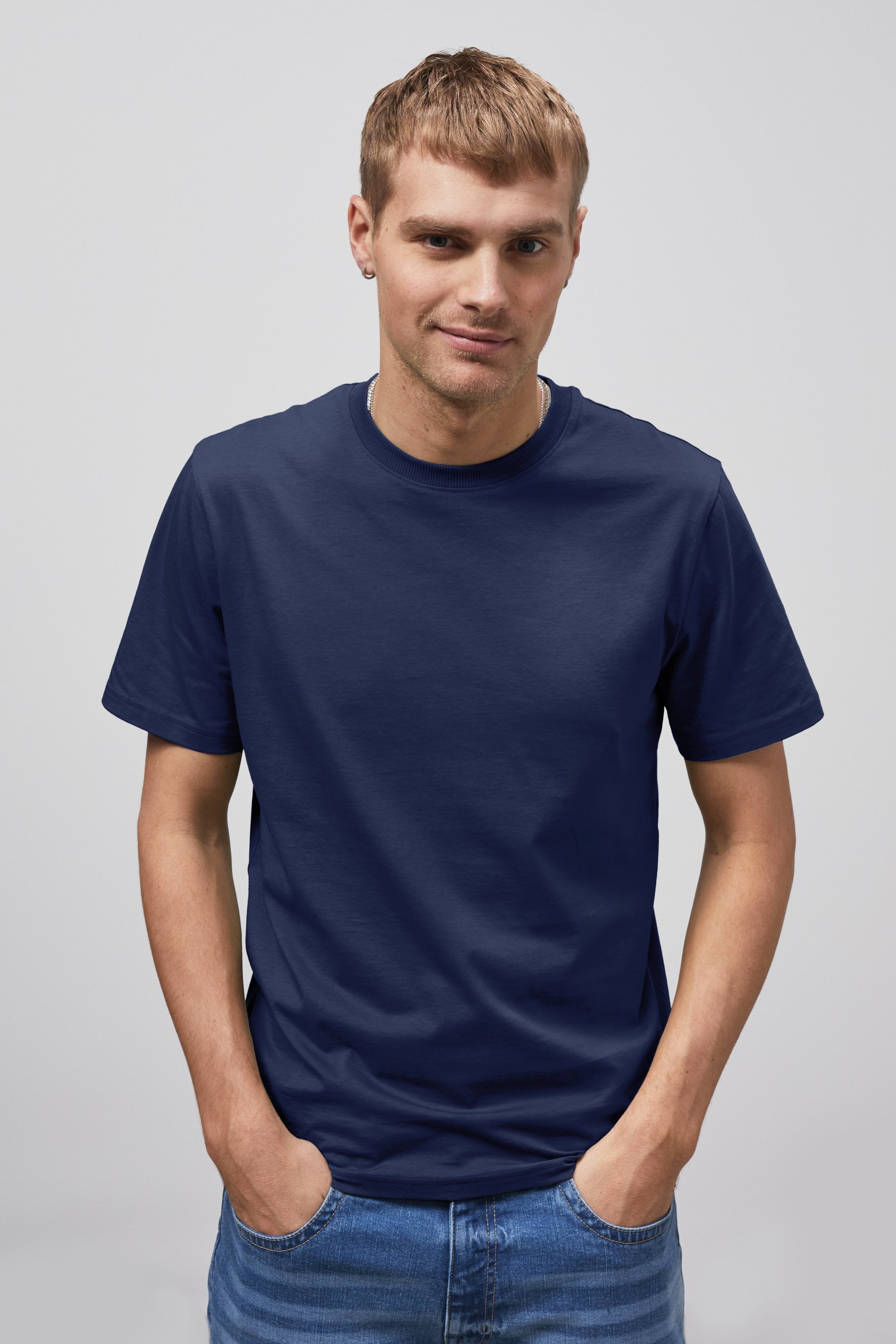 Enorsia Men's Navy Essential Short Sleeve T-Shirt - Uk M