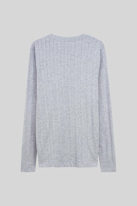 Button Detail Half Placket Long Sleeve T-shirt