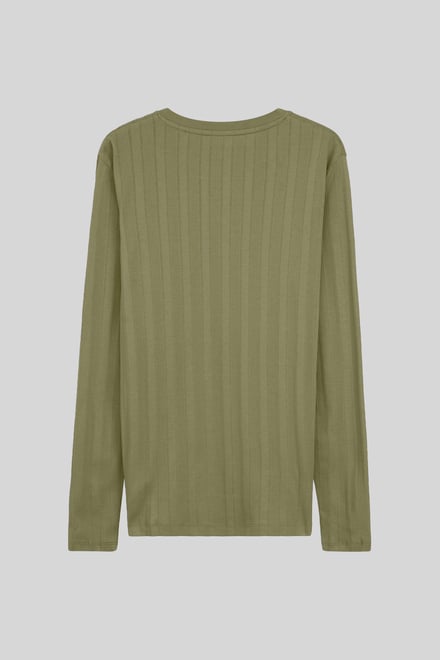Button Detail Half Placket Long Sleeve T-shirt