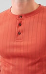 Button Detail Half Placket Long Sleeve T-shirt