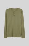 Button Detail Half Placket Long Sleeve T-shirt