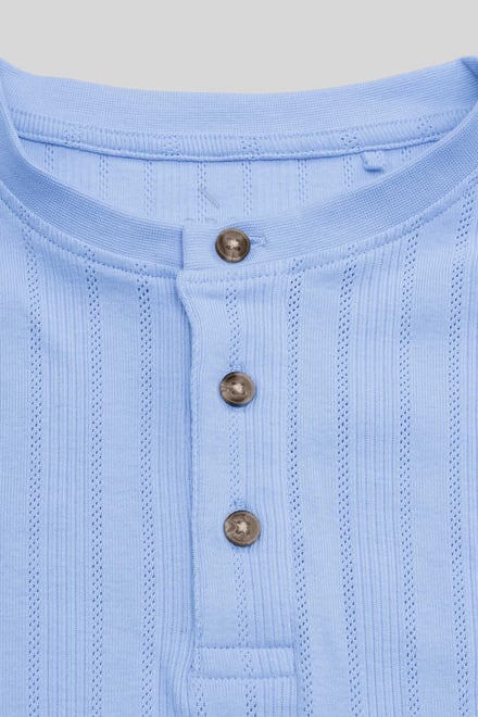 Button Detail Half Placket Long Sleeve T-shirt