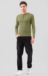 Button Detail Half Placket Long Sleeve T-shirt