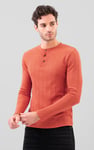 Button Detail Half Placket Long Sleeve T-shirt