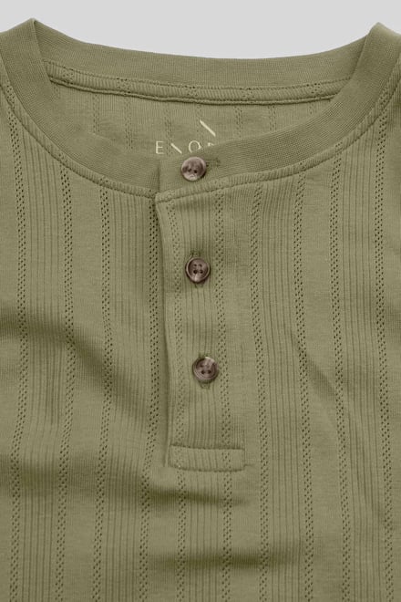 Button Detail Half Placket Long Sleeve T-shirt
