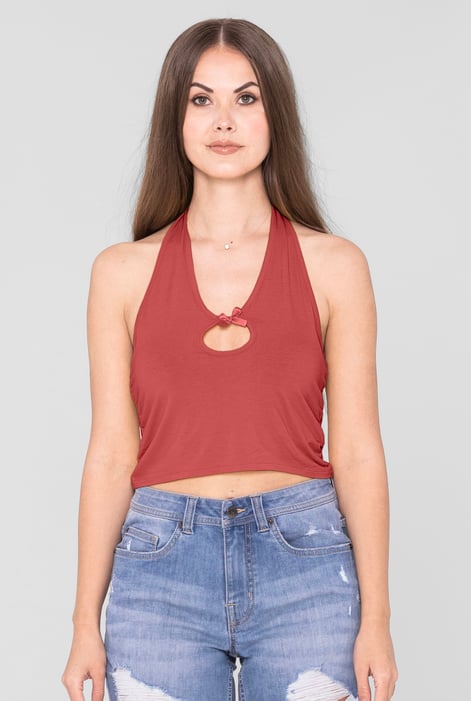 Green Halter Neck Crop Tank Top