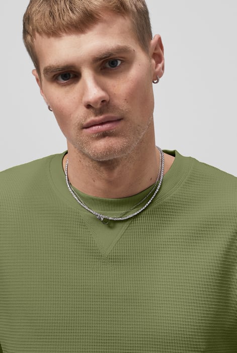 Men’s Green Regular Fit Waffle T-Shirt | Enorsia