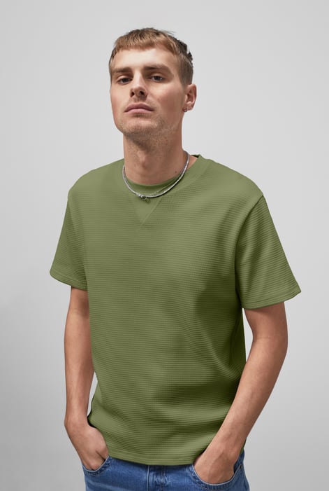 Men’s Green Regular Fit Waffle T-Shirt | Enorsia