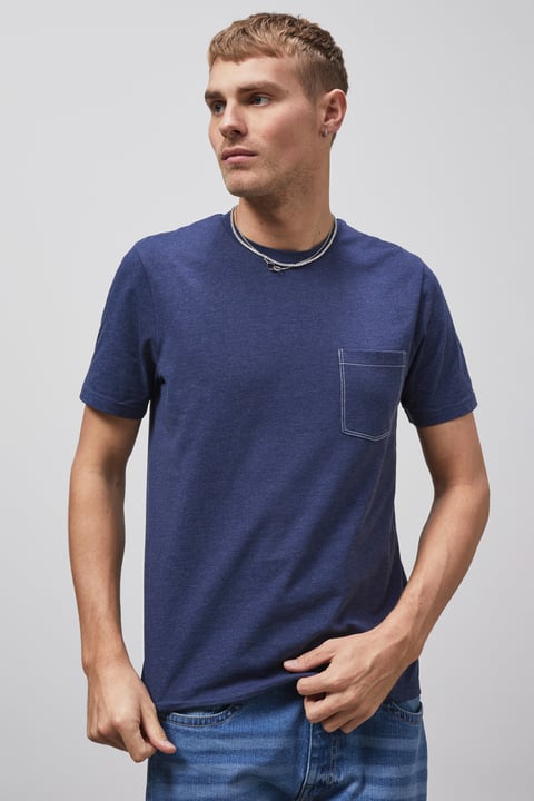 Navy Front Pocket Short Sleeve T-Shirt