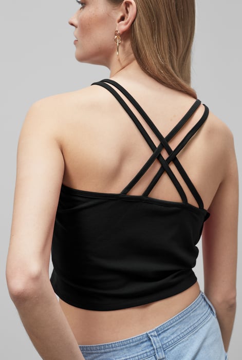 Black Cross Back Crop Cami