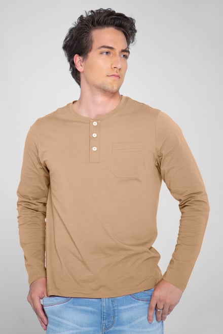 Half Placket Long Sleeve T-Shirt