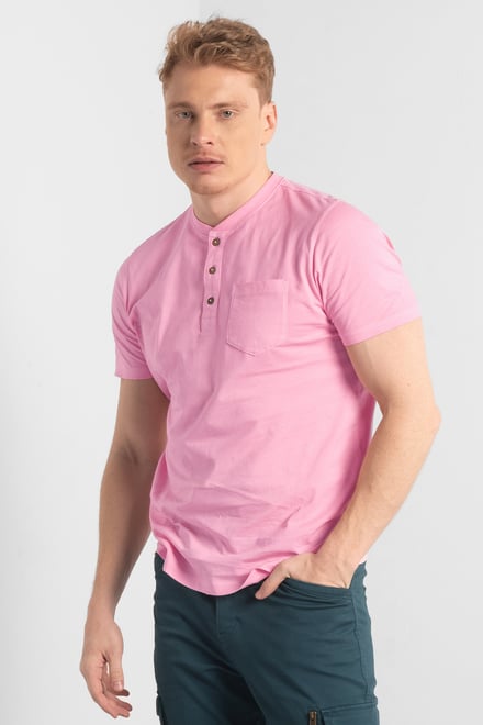 Short Sleeve Henley Washed Tee