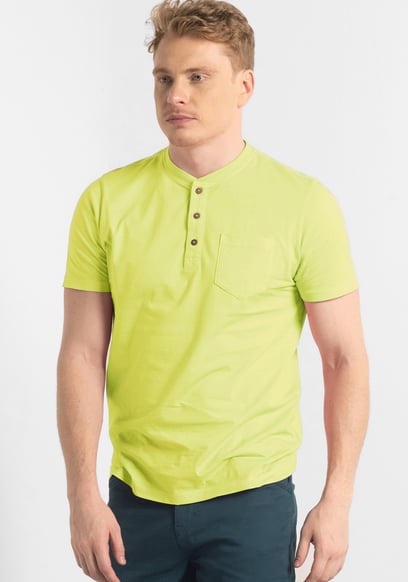 Short Sleeve Henley Washed Tee