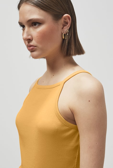 Yellow Square Neck Ribbed Cami