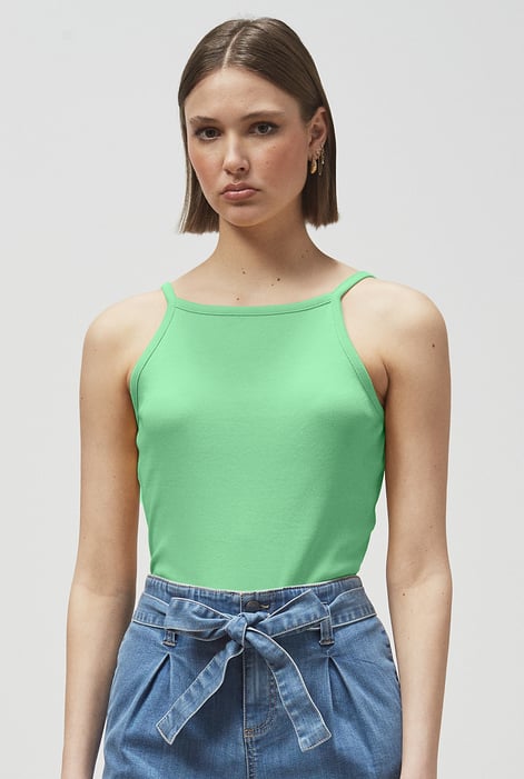 Yellow Square Neck Ribbed Cami