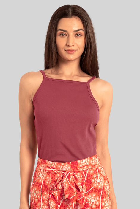 Yellow Square Neck Ribbed Cami